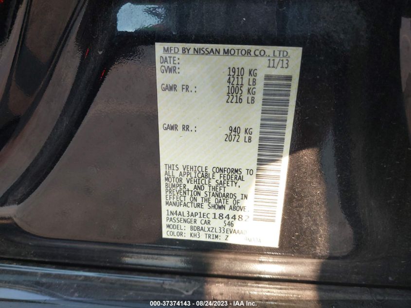 2014 NISSAN ALTIMA 2.5 SL - 1N4AL3AP1EC184482