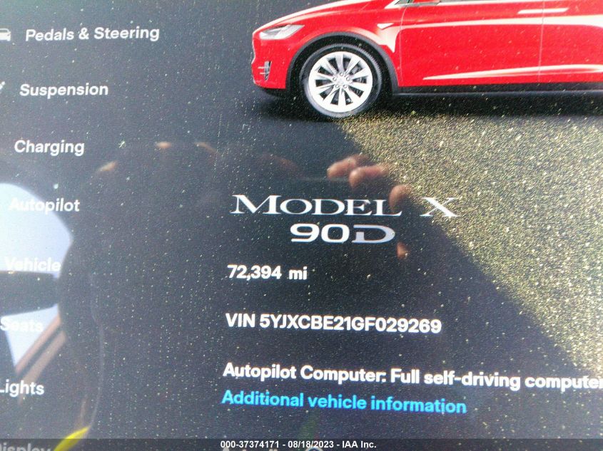 2016 TESLA MODEL X - 5YJXCBE21GF029269