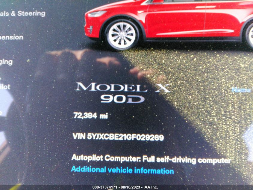2016 TESLA MODEL X - 5YJXCBE21GF029269