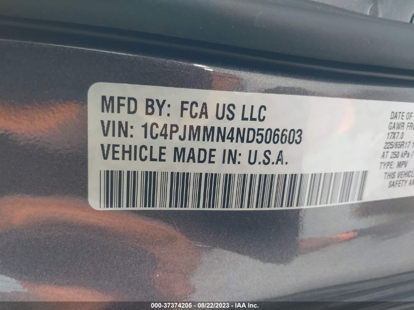 2022 JEEP CHEROKEE LATITUDE LUX - 1C4PJMMN4ND506603