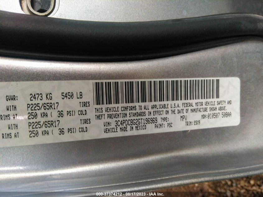 2016 DODGE JOURNEY SXT - 3C4PDCBG2GT196969