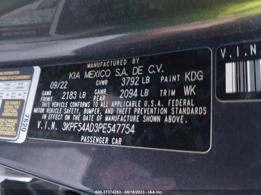 2023 KIA FORTE GT-LINE - 3KPF54AD3PE547754