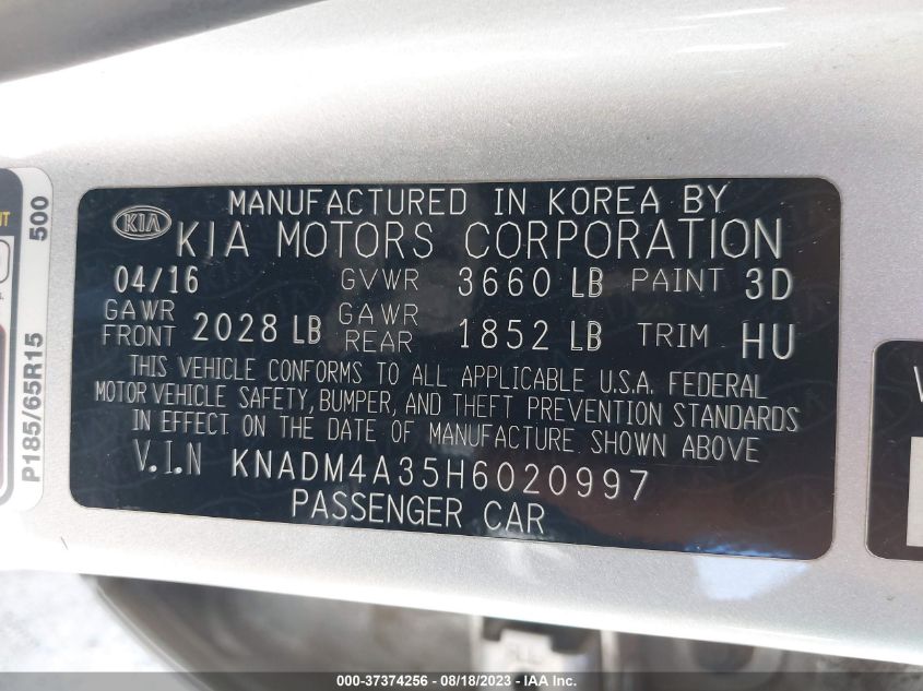 2017 KIA RIO LX - KNADM4A35H6020997