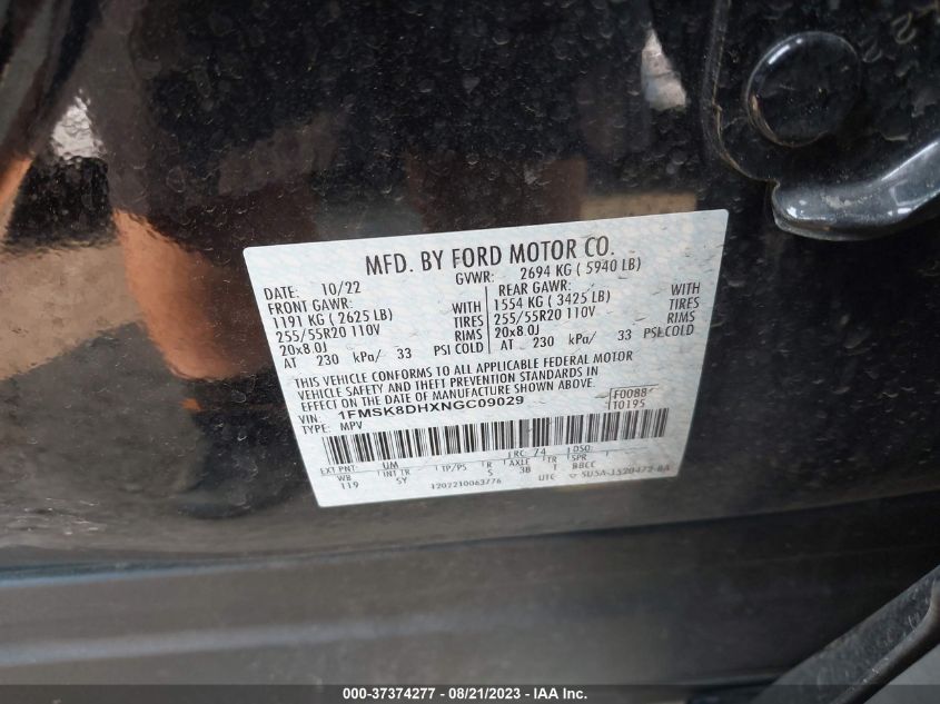 2022 FORD EXPLORER XLT - 1FMSK8DHXNGC09029