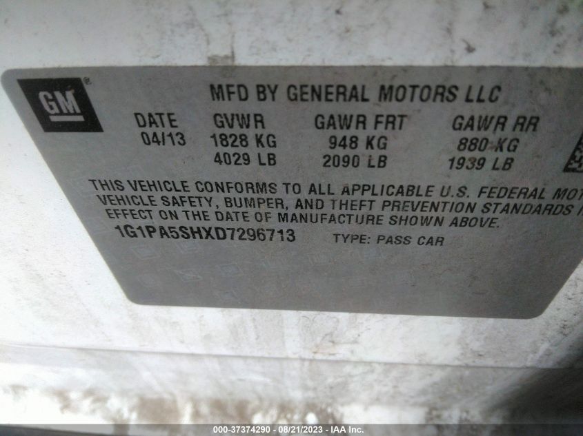 2013 CHEVROLET CRUZE LS - 1G1PA5SHXD7296713
