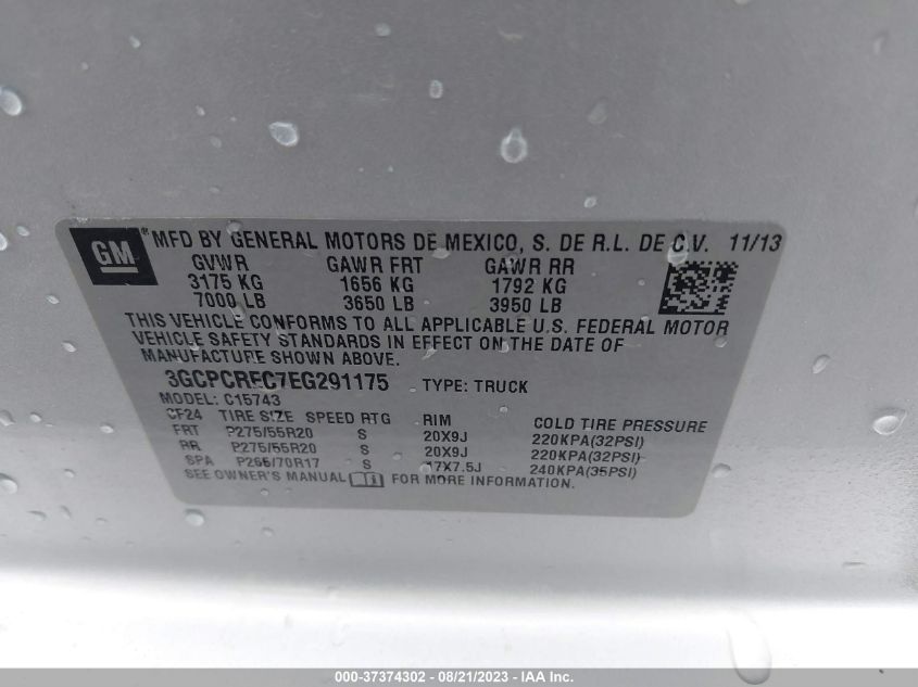 2014 CHEVROLET SILVERADO 1500 LT - 3GCPCREC7EG291175