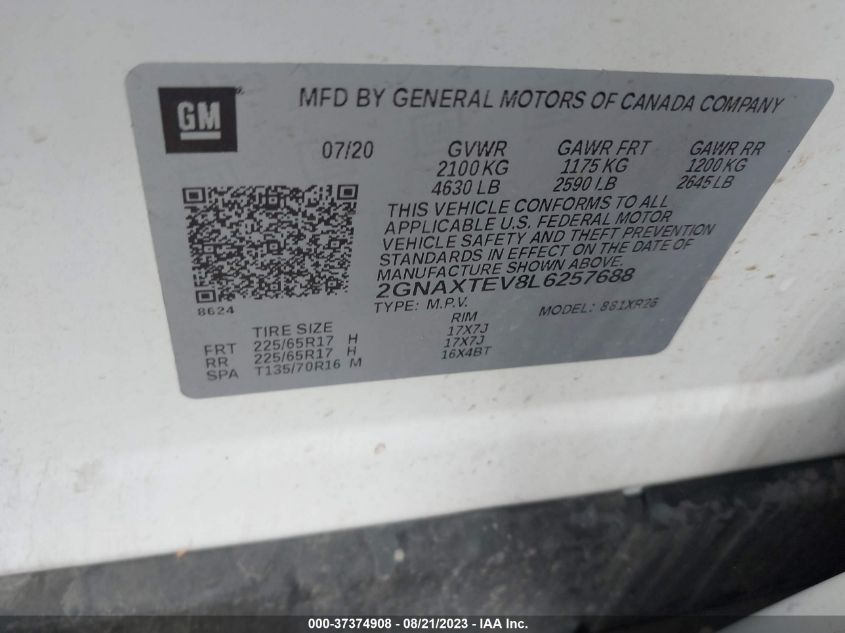 2020 CHEVROLET EQUINOX LT - 2GNAXTEV8L6257688