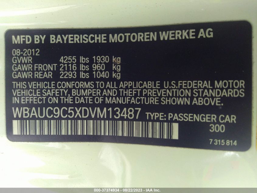 2013 BMW 1 SERIES 135I/135IS WBAUC9C5XDVM13487