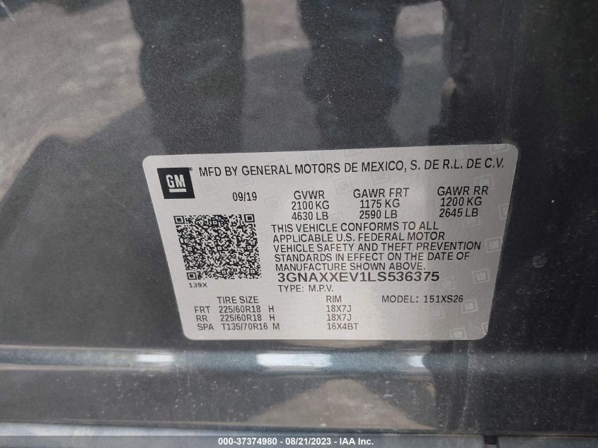 2020 CHEVROLET EQUINOX PREMIER - 3GNAXXEV1LS536375
