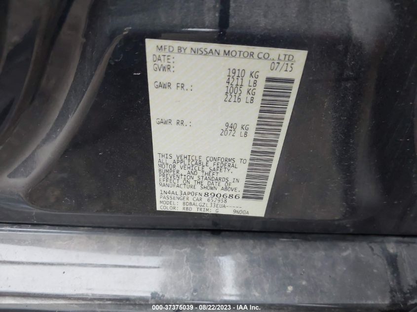 2015 NISSAN ALTIMA 2.5 - 1N4AL3AP0FN890686