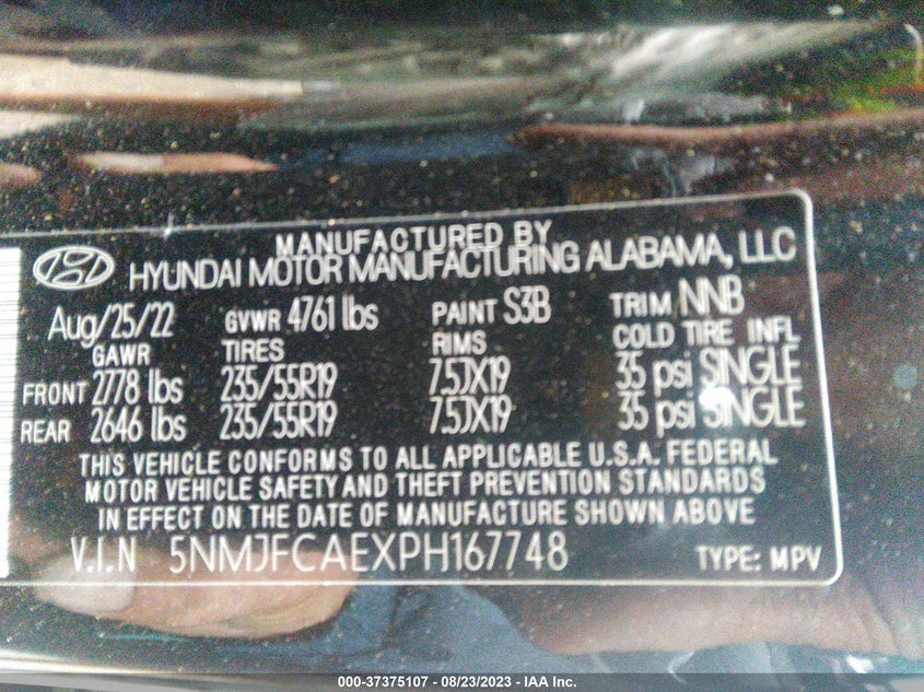 VIN 5NMJFCAEXPH167748 2023 HYUNDAI TUCSON SEL