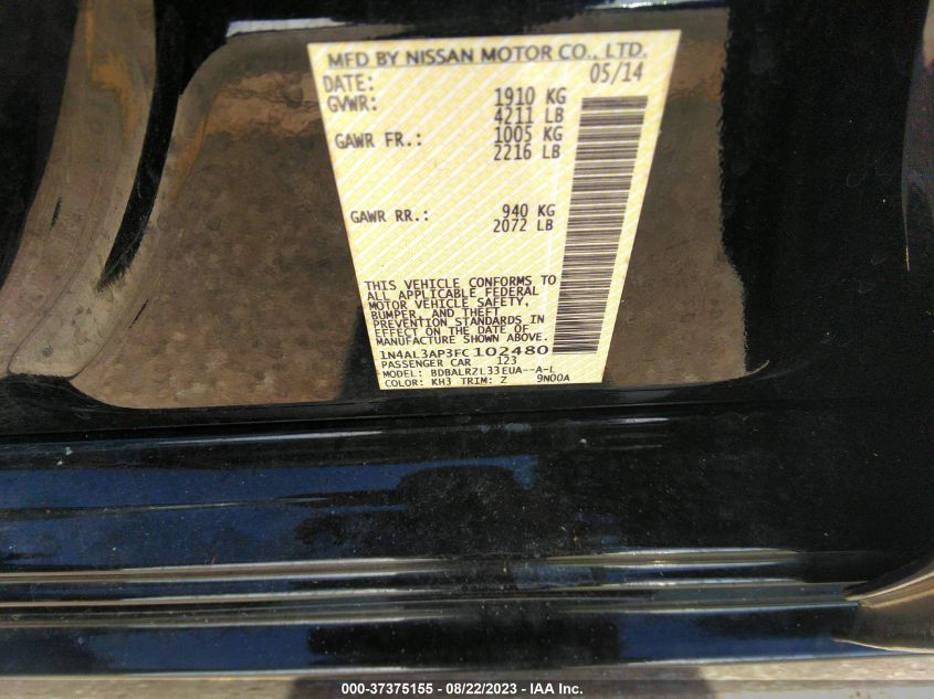 2015 NISSAN ALTIMA 2.5 SL - 1N4AL3AP3FC102480