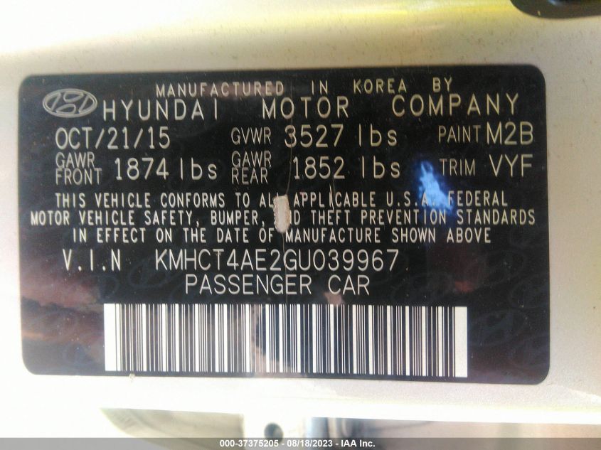 2016 HYUNDAI ACCENT SE - KMHCT4AE2GU039967