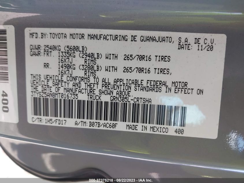 2021 TOYOTA TACOMA 4WD TRD OFF ROAD - 3TYSZ5AN8MT016735