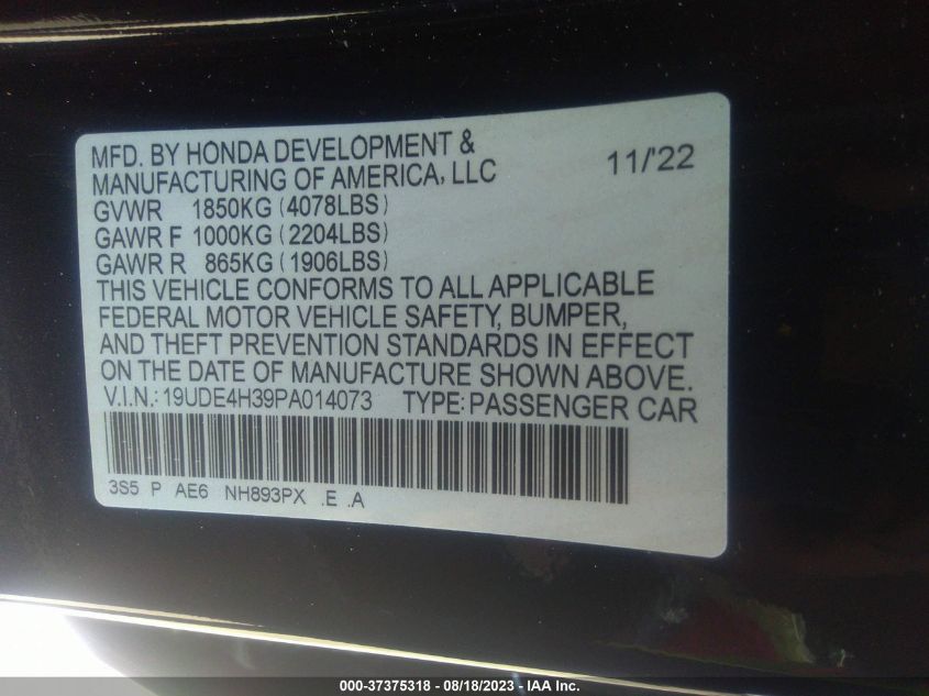 19UDE4H39PA014073 Acura Integra A-SPEC 9