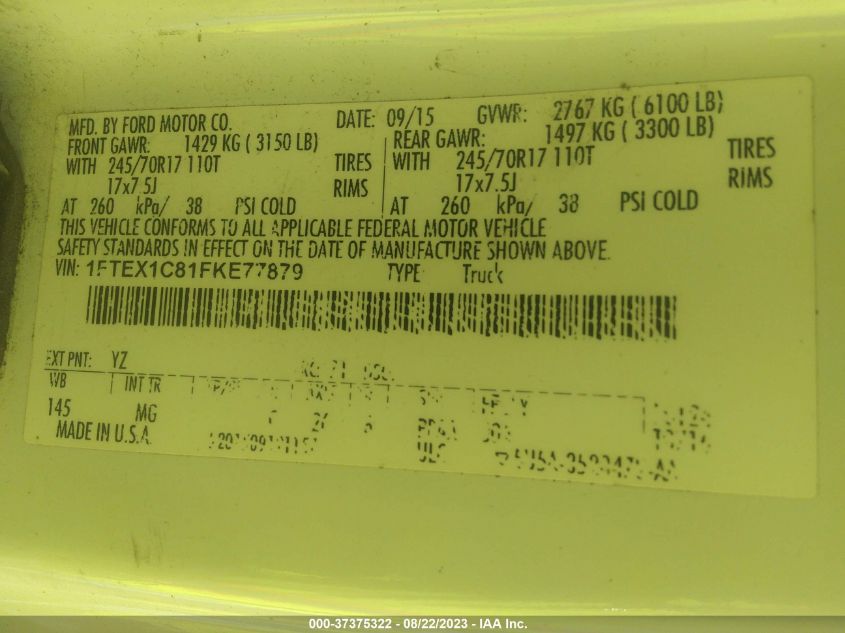 2015 FORD F-150 XL/XLT - 1FTEX1C81FKE77879