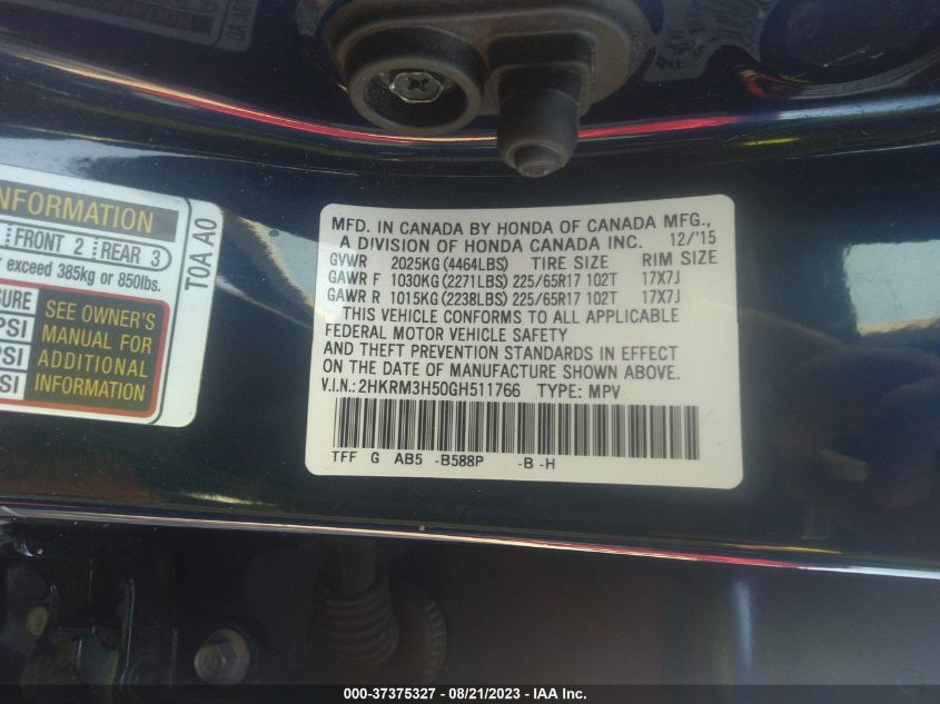 2016 HONDA CR-V EX - 2HKRM3H50GH511766