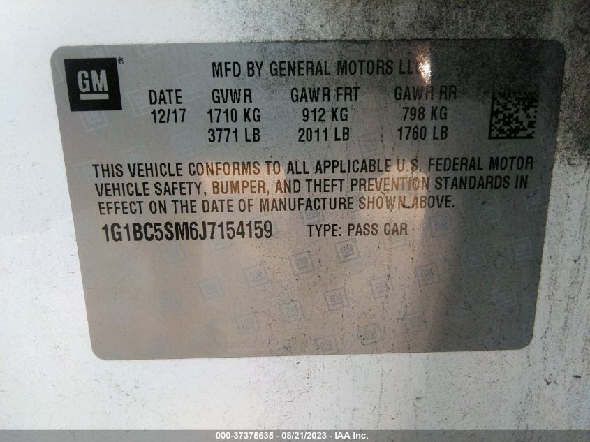 2018 CHEVROLET CRUZE LS - 1G1BC5SM6J7154159
