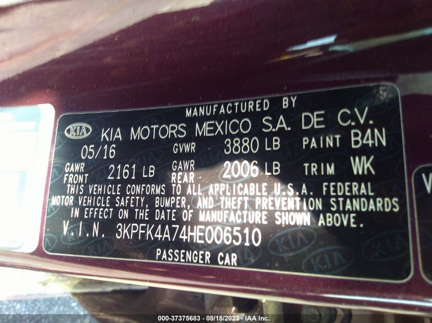 2017 KIA FORTE LX - 3KPFK4A74HE006510