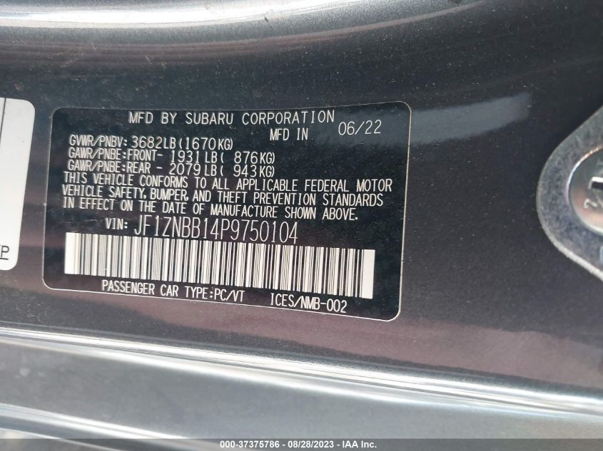 2023 TOYOTA GR86 JF1ZNBB14P9750104