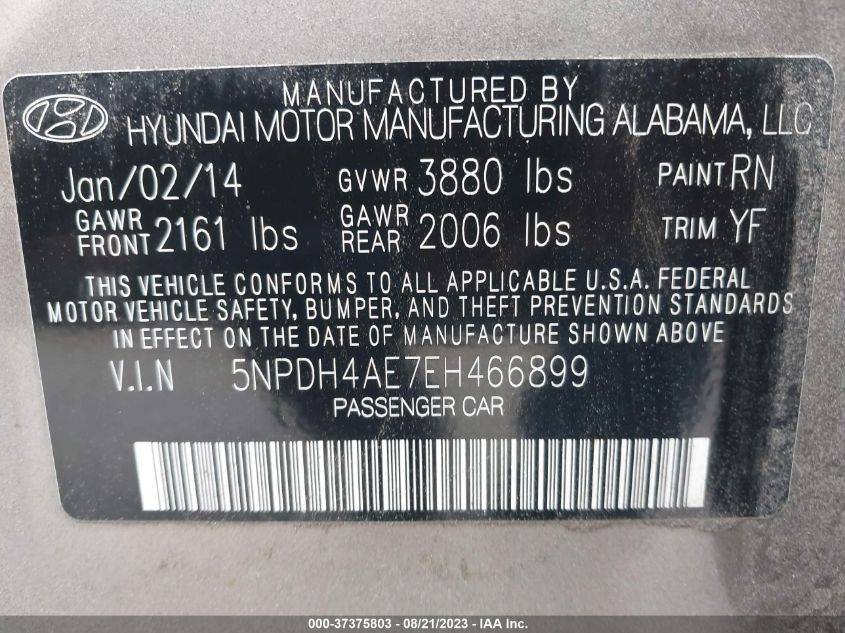 2014 HYUNDAI ELANTRA SE - 5NPDH4AE7EH466899