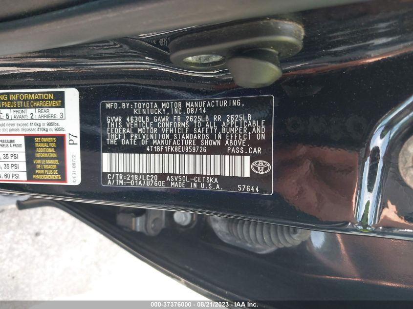 2014 TOYOTA CAMRY L/LE/XLE/SE/SE SPORT - 4T1BF1FK8EU859726