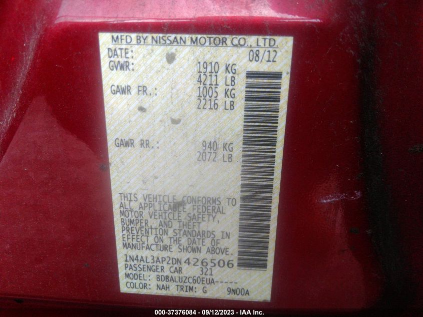 2013 NISSAN ALTIMA 2.5 SV - 1N4AL3AP2DN426506