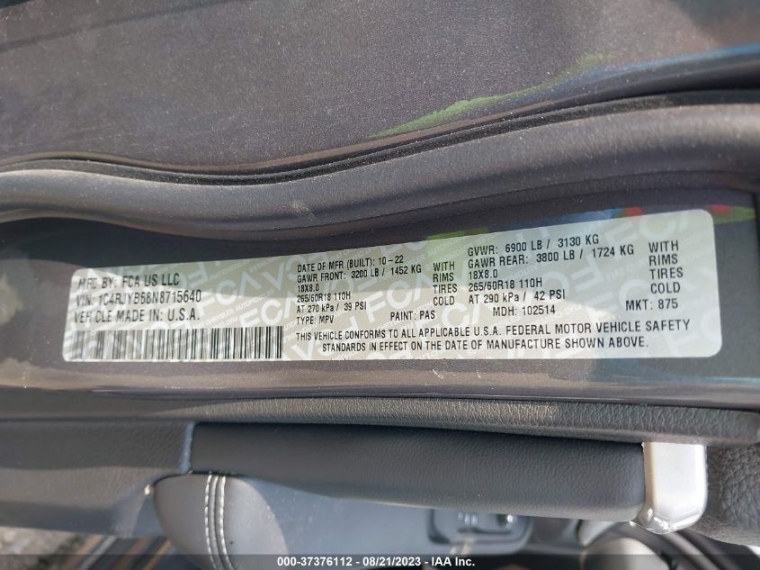 2022 JEEP GRAND CHEROKEE 4XE 1C4RJYB68N8715640