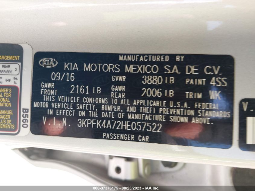 2017 KIA FORTE LX - 3KPFK4A72HE057522