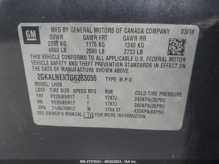 2016 GMC TERRAIN SLE - 2GKALNEK7G6283036