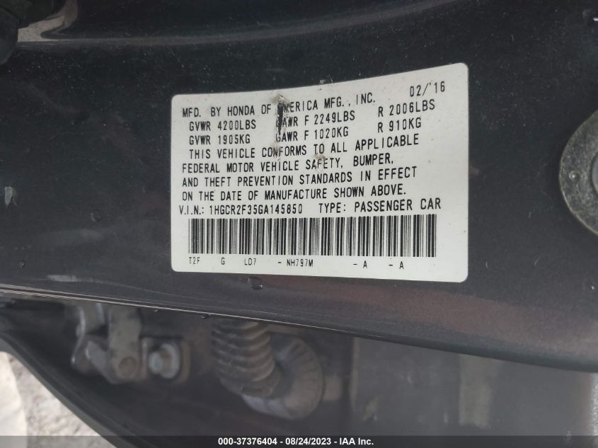 2016 HONDA ACCORD SEDAN LX - 1HGCR2F35GA145850