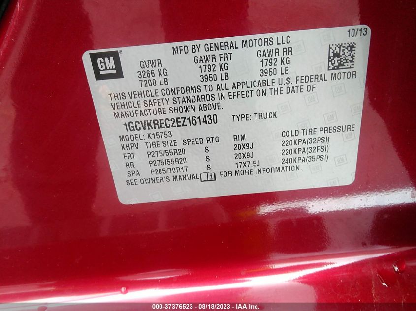 2014 CHEVROLET SILVERADO 1500 LT - 1GCVKREC2EZ161430