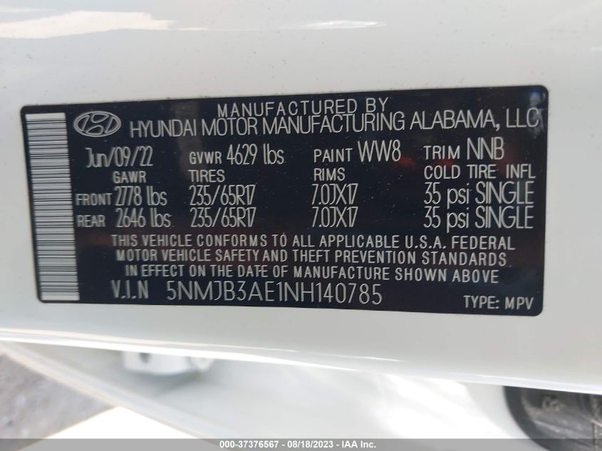 2022 HYUNDAI TUCSON SEL - 5NMJB3AE1NH140785