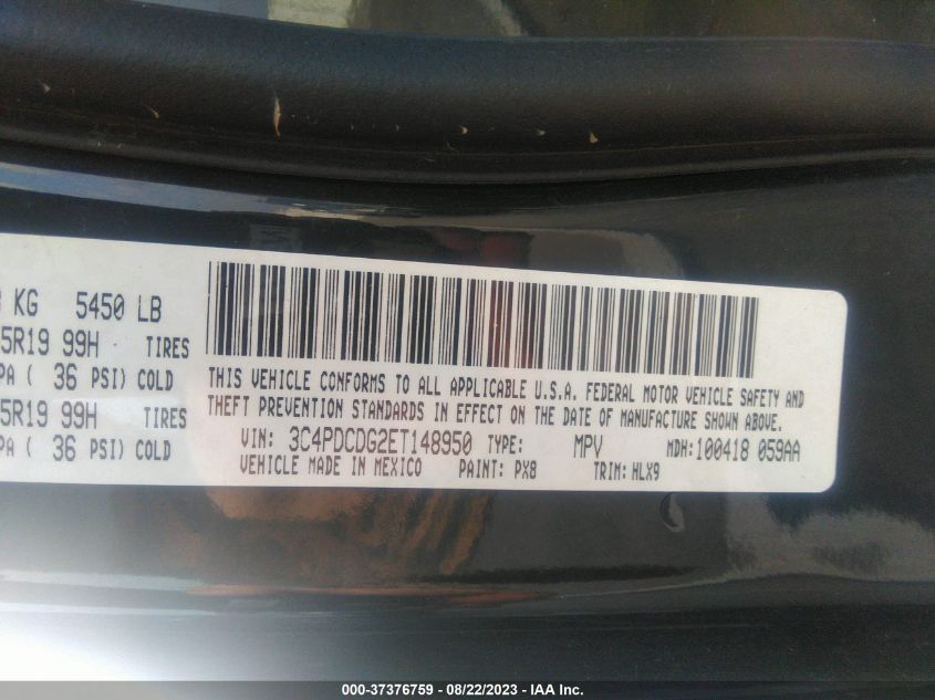 2014 DODGE JOURNEY LIMITED - 3C4PDCDG2ET148950
