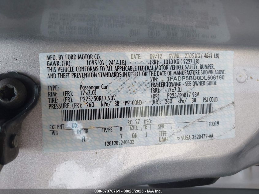 2013 FORD C-MAX HYBRID SEL - 1FADP5BU0DL506190