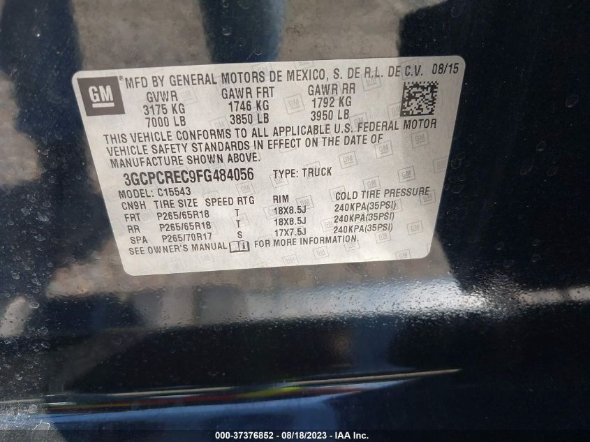 2015 CHEVROLET SILVERADO 1500 LT - 3GCPCREC9FG484056