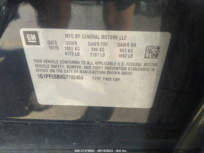 2016 CHEVROLET CRUZE LIMITED LT - 1G1PF5SB8G7192464