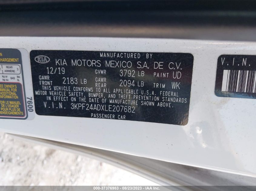 2020 KIA FORTE FE - 3KPF24ADXLE207682
