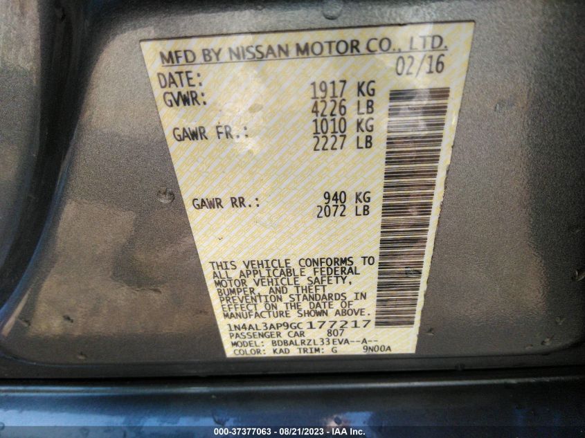 2016 NISSAN ALTIMA 2.5 SL - 1N4AL3AP9GC177217