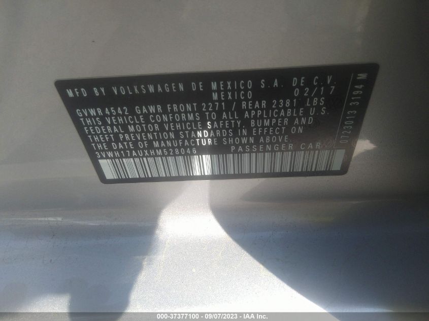 2017 VOLKSWAGEN GOLF ALLTRACK S/SE/SEL 3VWH17AUXHM528046