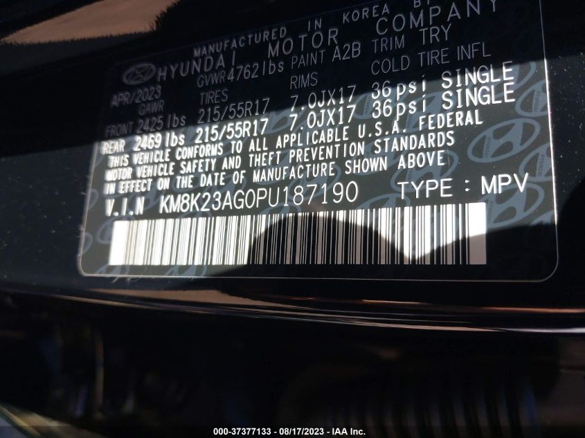 2023 HYUNDAI KONA ELECTRIC SE - KM8K23AG0PU187190