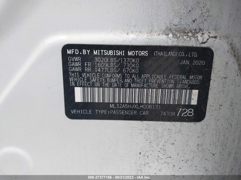 2020 MITSUBISHI MIRAGE LE/GT - ML32A5HJXLH006171
