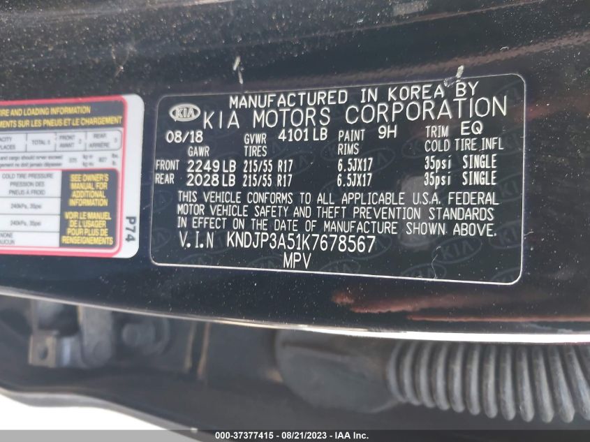 2019 KIA SOUL + - KNDJP3A51K7678567