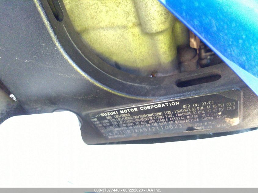 2007 SUZUKI GSX-R750 - JS1GR7KA972110623