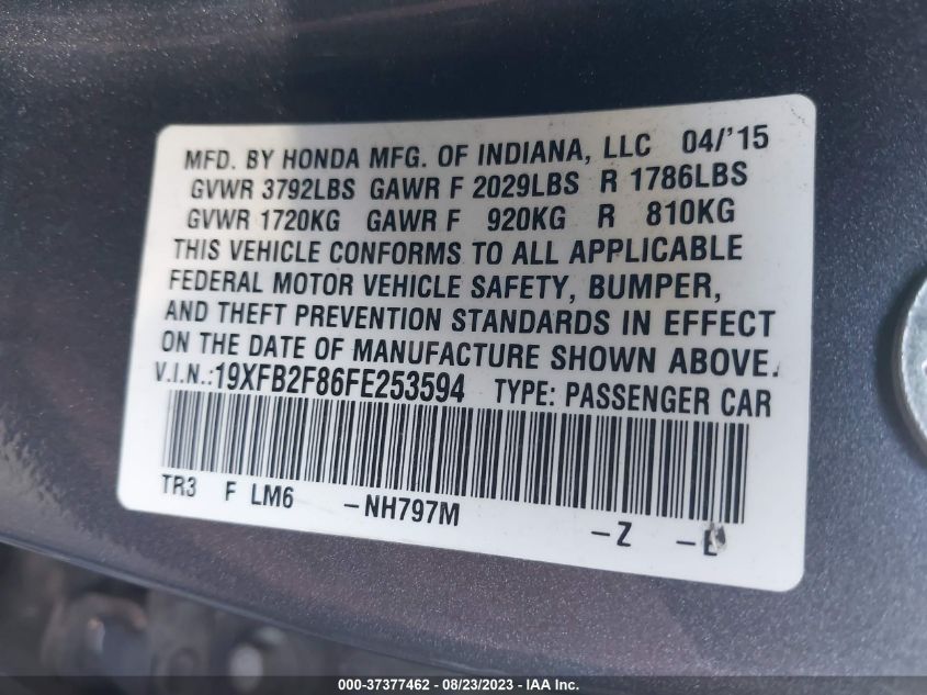 2015 HONDA CIVIC SEDAN EX - 19XFB2F86FE253594
