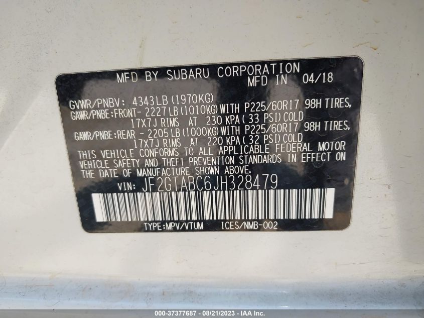 2018 SUBARU CROSSTREK PREMIUM - JF2GTABC6JH328479