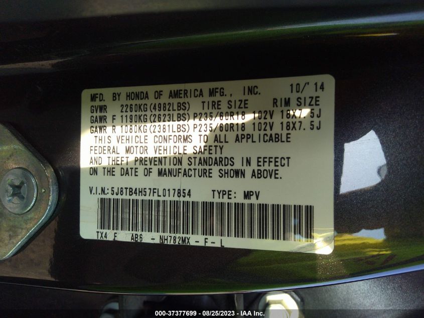 2015 ACURA RDX TECH PKG - 5J8TB4H57FL017854