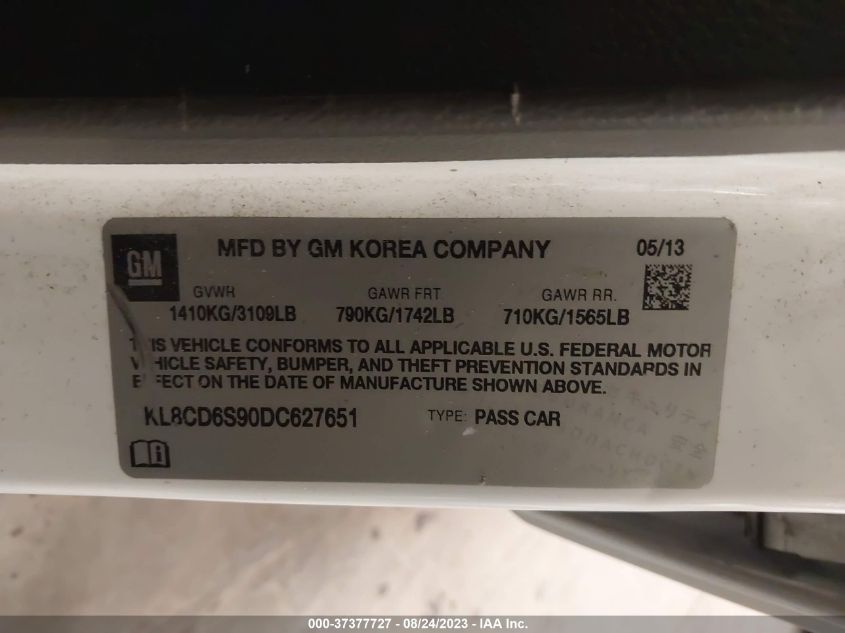 2013 CHEVROLET SPARK LT - KL8CD6S90DC627651