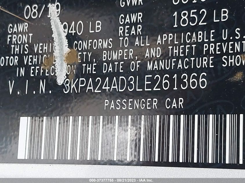 2020 KIA RIO S - 3KPA24AD3LE261366