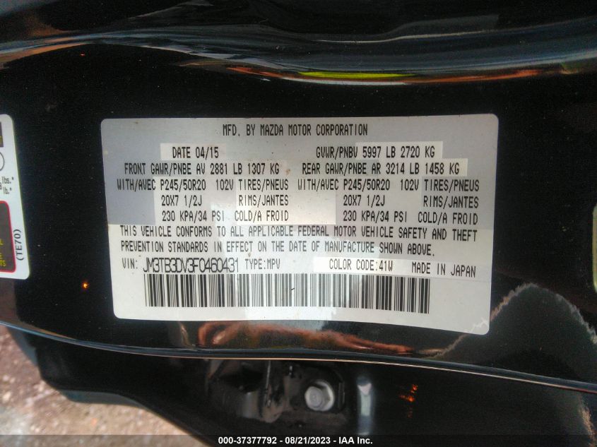 2015 MAZDA CX-9 GRAND TOURING - JM3TB3DV3F0460431